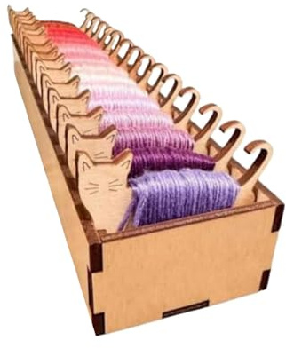 Ieron Set di Bobine di Animali in Legno Set di Bobine di Animali creativi Design Organizer per Filo da Ricamo Scatola con Bobine Organizzatore Fai da Te per Filo da Ricamo e Bobine (Gatto)