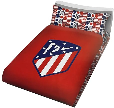 JYC CREATIVE Juego de Sábanas de Oficial del ATMadrid Equipo de Fútbol, Equipación Oficial Fútbol Madrid, Sábana del ATMadrid, Bajera, Encimera y Funda de Almohada, Cama de 135 (Cama 135)