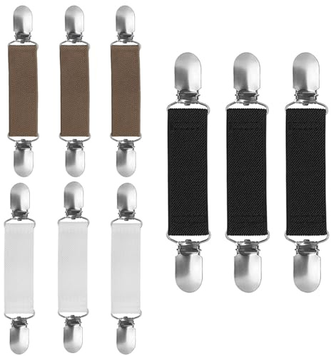 YMTWSRY Cardigan Clip, 9 Stück Hosenträger Clips Multifunktionale Cinch Elastisch Clips für Kleidung Bettlakenspanner mit Metallclip Kleider Clip für Pullover Shirt und Handschuh