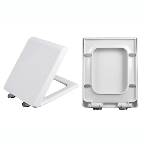 ZJHESXV Toilettendeckel Eckig, WC Sitz Toilettensitz Mit Absenkautomatik, Fast Fix/Schnellbefestigung, WC Sitz Eckig Duroplast, Softclose, Antibakterielle, Klodeckel Rechteckig,04F