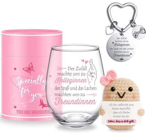 Tixlux Geschenk für Kollegin, Weingläser Abschiedsgeschenk, DankeschönGeschenk, Ruhestandsgeschenk, Willkommensgeschenk für Arbeitskollegin, Personalisiertes Büro Geschenk 450ml