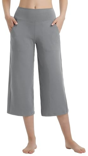 baleaf Yogabyxor, vida ben, capribyxor, dam, sommar, med fickor, hög midja, 3/4, raka byxor, arbete, ledig, lounge, sportbyxor, träning, joggingbyxor, Mörkgrå, XS