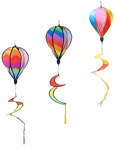 GALPADA 3pièces Ornements Moulin à Vent Montgolfière Décoration Extérieure Jardin Colorée Pendants Spirale Attrayants pour Fête Et Loisirs