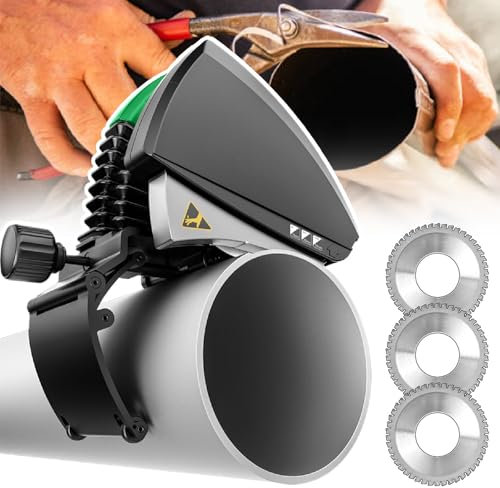 agreilduite Tagliatubi Manuale per Tubi PVC - Taglierina Automatica Professionale con 3 Lame in Acciaio Inossidabile, 5 velocità Regolabili & Diametro Taglio 15-400 mm,400