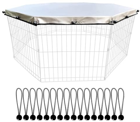 Corralito para Perros – Tienda de campaña portátil para Perros | Corral para Cachorros en Interiores | Cerca Octogonal para Perros con Cubierta para protección Solar y Lluvia, Alfombrilla de