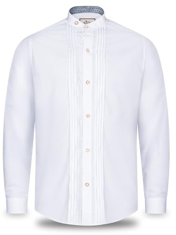 Steigenhöfer German Oktoberfest Shirts for Men - Authentic German Lederhosen Shirt Men - Bavarian Shirt for Lederhosen Outfit White