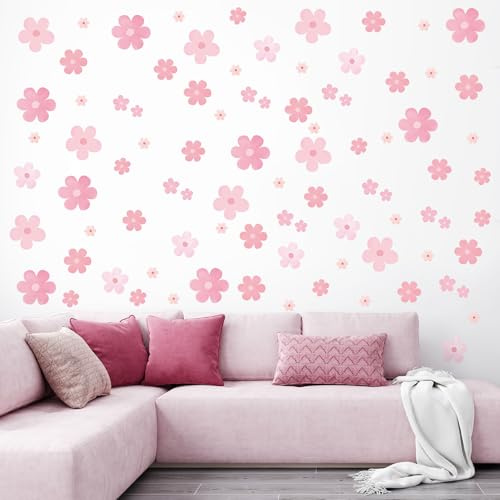 SHUCHING Stickers Muraux 88 Pcs DIY Rose, Autocollants Muraux Fleur de Cerisier, Décoration Murale pour Chambre Salon Salle de Bain Cuisine