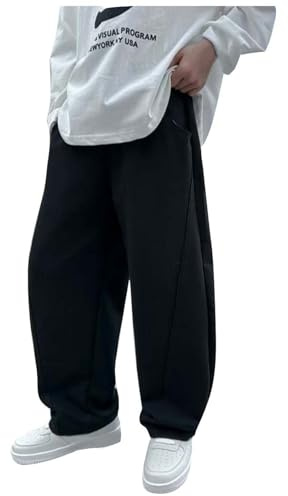 Baggy joggingbyxor barn pojkar bomull öppna ben joggingbyxor pojkar elastisk midja bred ben sportbyxor långa sweatpants tonåring spårbyxor grå varma joggingbyxor med fickor dragsko