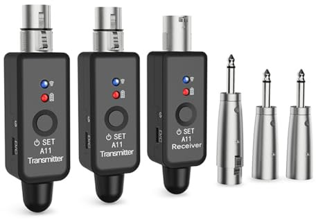 Ausi Wireless Microphone System Transmitter Receiver for Dynamic Condenser Microphones Audio Mixers Sound Systems