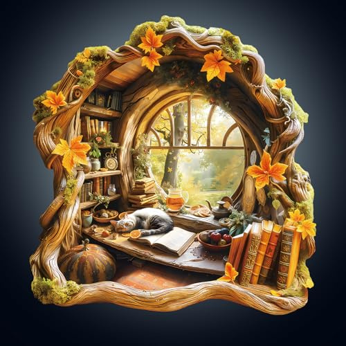 WOODBESTS Wooden Puzzles for Adults, Tree House Window View Wooden Puzzle, Irregular Unique Puzzles, Beautiful Gifts for Puzzle Lovers (13.4 * 12.8in 270pcs)