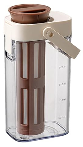 SVCEQZE Preparatore Caffè Cold Brew | Preparatore Tè Freddo da 1 Litro Caffettiera - Contenitore Antigoccia con Maniglia Coperchio per Cappuccino Tè Frutta Latte Casa Ristorante