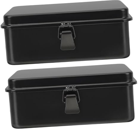 WATIIFUFU 2PCS Portable Metal Tool Box for Car Repair and Household Use Thickened Iron Storage Container with Spacious Interior Compact and Practical Organizer for Workshop Garage and Auto