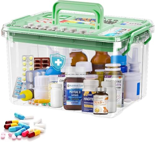 AouiSton Medizinbox,Medikamenten aufbewahrung, medikamenten aufbewahrung groß, medicine organizer box,arzneimittel box für die lagerung von apothekenbox und haushaltswaren