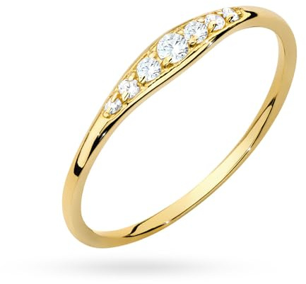 MARKO Eleganter Damenring aus 333 Echtgold – Feine Goldschiene mit funkelnden Zirkonia | Zeitloser Verlobungsring & Eheringe Ring Gold Damen | Vorsteckring Schmuck Gold Jewelry