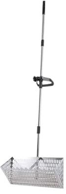 Rastrillo para Pulgas de Arena Rastrillo de Arena Tamiz Práctico Mango telescópico Grande Tamizado Multifuncional Fácil Limpieza Cuchara Acero al Carbono(Silver)
