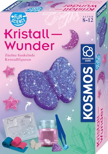 KOSMOS Fun Science Kristall-Wunder – Experimentierkasten Kristallzucht | Für Kinder ab 8 Jahren, funkelnde Kristalle selbst züchten, mit Gipsfiguren, Anleitung & spannendem Wissen