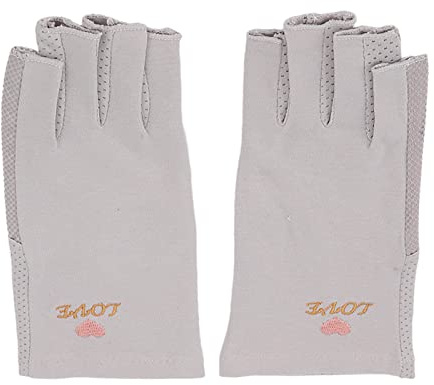 Guantes de manicura outdoorm, protección UV, elásticos, transpirables, de fibra sin dedos, guantes de lámpara de uñas de algodón para salón en casa (Gris)