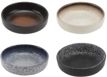 Ipetboom Set 4 Piatti per Salse in Ceramica Alimentare Piccoli Piatti per Condimenti Stile Giapponese per Casa e Ristorante Fondo Stabile e Superficie Liscia Riutilizzabile