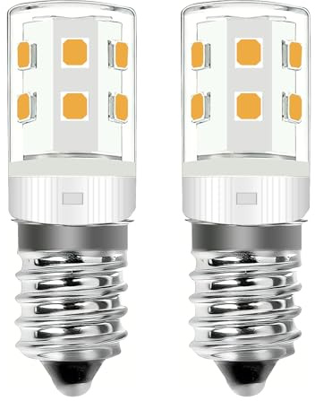 Stamlyn 2 Pack E14 LED Fridge Bulb 3W (25W Equivalent), Warm White 2700K | SES Small Edison Screw Light Bulbs, Non-Flickering 300LM Appliance Lamp for Refrigerator, Salt Lamp, Sewing Machine