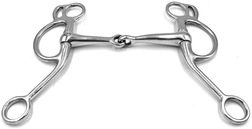 Equine Smile ES0267 - Morso per dentatura Western Snaffle Training Bit Elevator semplice rotto in acciaio inox, spessore 14 mm (13,5 cm)