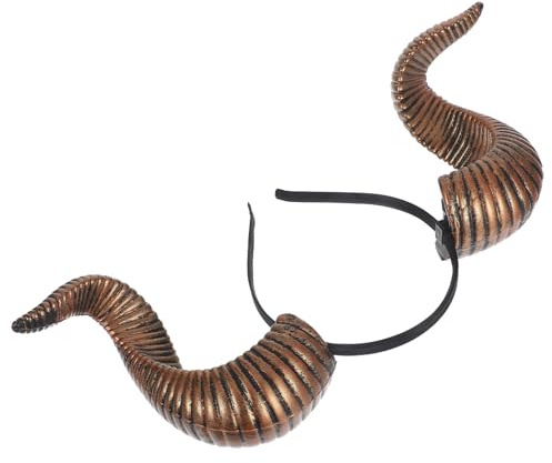 MAGICLULU Golden Pu Ram Horn Headband for Men and Adults, Comfortable Fit with Versatile Styling, Gothic Horn Hair Hoop for Cosplay Events and Halloween Party Accessories