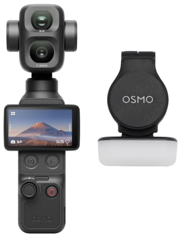 DJI Osmo Pocket 4P Combo Standard, fotocamera vlog 4K a doppio obiettivo | Zoom ottico 3×, zoom fino a 12×, 4K/240fps, gamma dinamica di 17 stop, 103 GB di memoria integrata, luce di riempimento