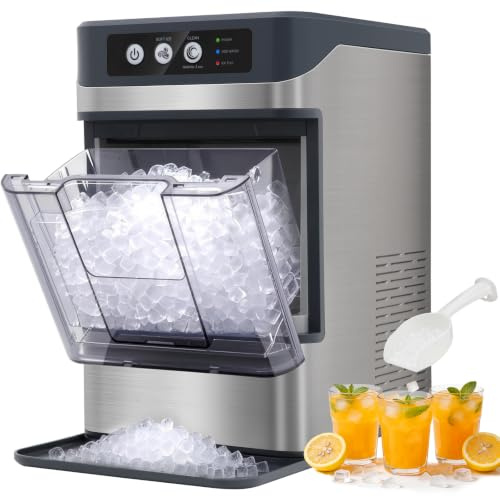 Eiswürfelmaschine 15kg/24h – Nugget-Eis in 6 Min, Crushed Ice, automatische Reinigung, 120W, mit Infrarot-Sensor, energiesparend, Schwarz