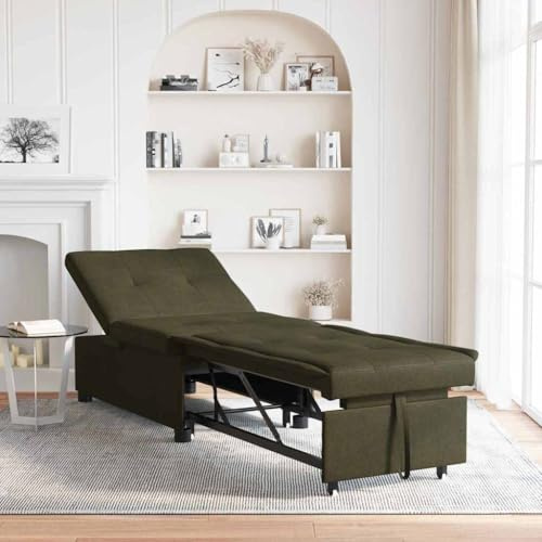 Augerqir Sofá cama verde oliva en tejido Huahua 194 x 67 x 82 cm convertible con función de sueño - Conjunto de tapicería para salón, sofá con respaldo y reposabrazos