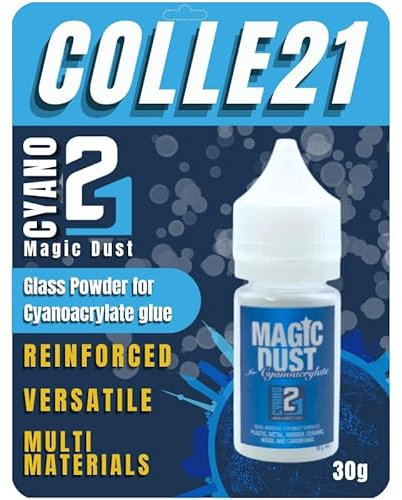 Magicdust21 Polvere di Vetro by Colle21 – 30g | Polvere di Vetro per Fai-da-te e Modellismo | Relleno Preciso e Duraturo per Colla Cianoacrilica