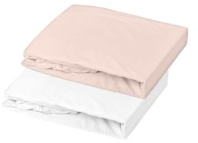 DOMIVA LOT 2 DRAPS Housse - 60 x 120 cm - Jersey - Blanc/Nude 1901404