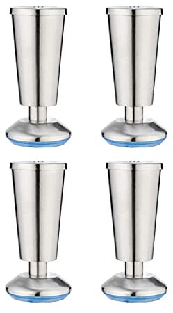 RWRAPS 4 Stück höhenverstellbare Beine, Schrankbeine, Tischbeine, Möbelbeine, gebürsteter Edelstahl, höhenverstellbar, Sofafüße mit Edelstahlschrauben, 15 cm (5,9 Zoll)