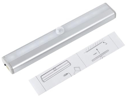 WOONEKY 3stücke Schranklicht Mit Bewegungsmelder Pir Leds Kabellos Batteriebetrieben Schrankbeleuchtung Magnetstreifen-aufklebelampe Für Kleiderschrank Silber