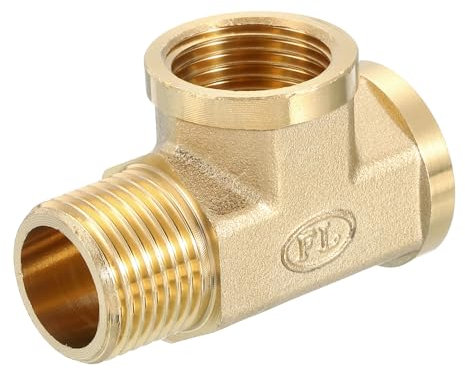 QUARKZMAN Raccordo a T in Ottone, 1/2 x 1/2 x 1/2 NPT 3 Vie Accoppiatore Raccordo Connettore a T Adattatore per Trasporto Gas, 1pz
