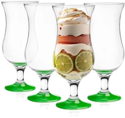 Glasmark Krosno Vasos de cóctel Set de vasos largos Cóctel Ginebra Cerveza Agua Vasos largos Vasos de cóctel Vaso para beber Vaso de agua Vaso Smoothie Postre Apto para lavavajillas Verde 4 x 420 ml