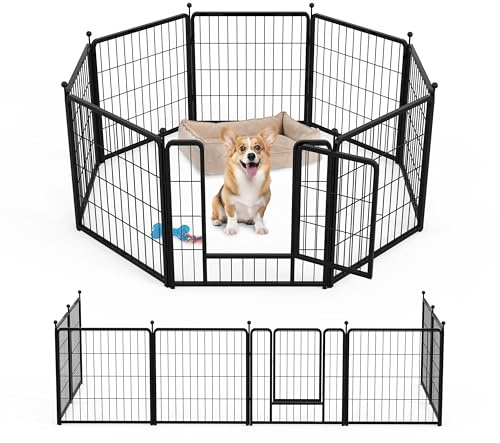Dog Playpen 24 Inch 8 Panels, Ideal Dog Fence for Puppy/Small Dogs Indoor & Outdoor Bliss, Perfect Dog Pen for Camping, Yard, RV, Garden Fence, Black
