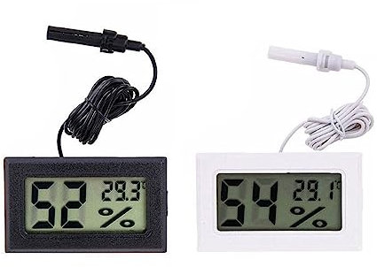 Sweet taize Thermohygromètre Mini thermomètre numérique LCD d'intérieur hygromètre avec sonde étanche capteur d'humidité pour Instruments d'aquarium jauge (Lot de 2)