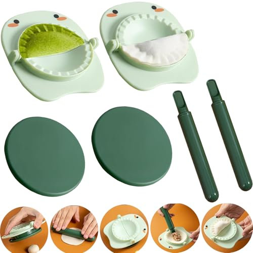 Artefacto Para Hacer Bolas De Masa, Molde Para Wonton, 2 Juegos De Máquina De Bolas De Masa Manual Ergonómica 4 En 1 Con Cortador De Envoltorios Y Rodillo (verde)
