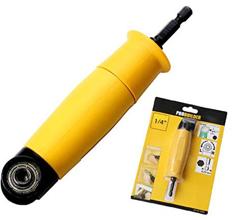 Right Angle Drill Attachment Adapter Kit, 90 Degree Extension Chuck 1/4 Hex Shank for DIY Projects and Automotive Repair, 6.1 x 1.26 in