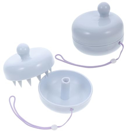 IWOWHERO Lot De 2 Brosses Massage Cuir Chevelu En Silicone Doux, Détachables, Avec Dragonne, Taille Moyenne, Pour Soins Capillaires Et Shampooing, Adaptées à La Bain Voyage, Couleur Bleu Clair