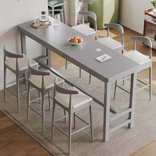Rektangulära Bartabeller, Modern Mat- och Köksbord Mellan Århundradet, Tjocklek på Massivt Trä Bordplatta 5cm, Barhöjd Bord, För Hemkontor Arbetsplats(Gray,160x60x105cm/63x24x41in)