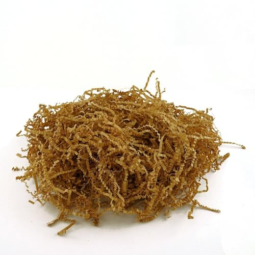 Quickdraw Supplies Easter Fake Grass Shredded Paper Filler – Straw Effect Hamper Basket Decoration for Bonnets Crafts & Gift Boxes – Choose Yellow Green or Brown Colour Packs (Brown)