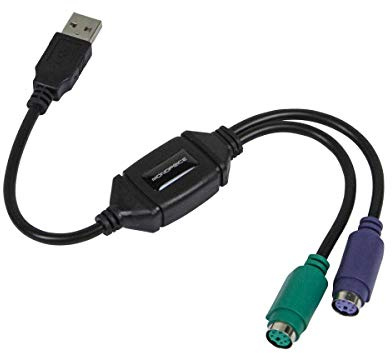 Monoprice PS/2 Keyboard/Mouse to USB Converter Adapter, Black