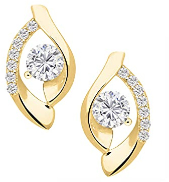 My Gold Damen Ohrringe Gold 375/750 Mit Zirkonia Ohrstecker Stecker Echtes Gelbgold (18 Karat) 10mm x 6mm Tino Rossi