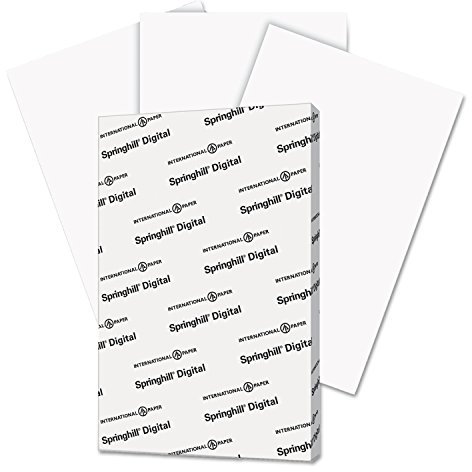 Springhill vitt papppapper, 49,9 kg index, 199gsm, 11 x 17 korthållare, 1 ream/250 ark - tung kartong med slät yta (015334R), 11 x 17, Vitt, 1