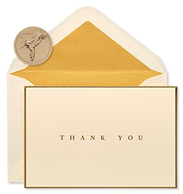 Papyrus Thank You Cards with Envelopes, Gold Border (16-Count)