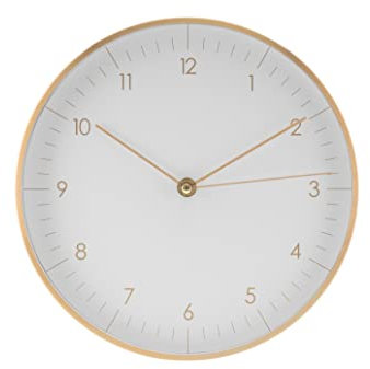 LUUK LIFESTYLE Lautlose Wanduhr mit Quarz Uhrwerk in skandinavischem Design, Deko für Büro, Küche, Flur, Esszimmer, in weiß und Gold