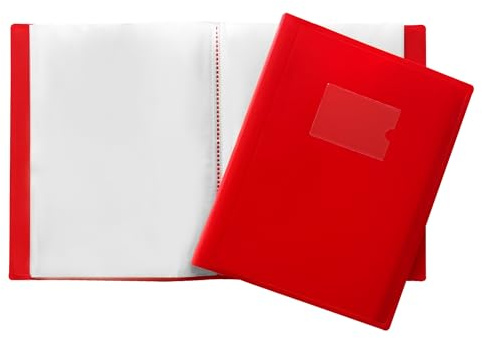 Janrax A4 rött flexibelt fodral 100 fickvisningsbok – presentationsmapp