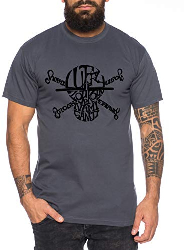 Skull Name Zorro One Manga Herren Ruffy T-Shirt Anime Piece, Farbe:Dunkelgrau, Größe:L