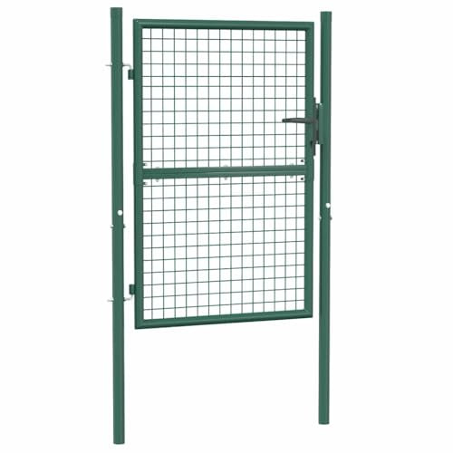 vidaXL Wire Mesh Fence Gate, Garden Gate for Entryway, Patio, Yard, Heavy-Duty Steel, Easy In-Ground Installation, Anti-Rust, Lockable, 3.28ft W x 4.1ft H Green