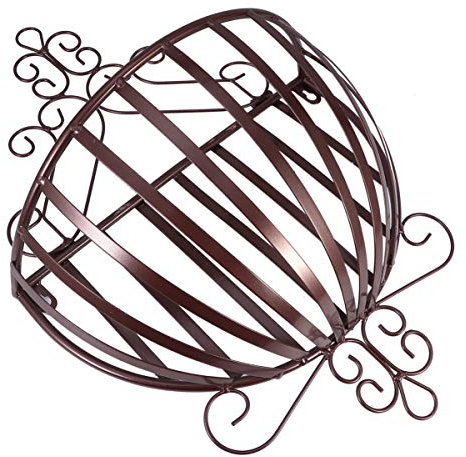 Yardwe Hängend Blumentopf Metall Wand Blumen-Korb Halb Rund Wandvasen Wandmontage Blumenampel Hängeampeln Shabby Landhausstil Balkon Garten Deko Wanddekoration 53x35x16cm Bronze